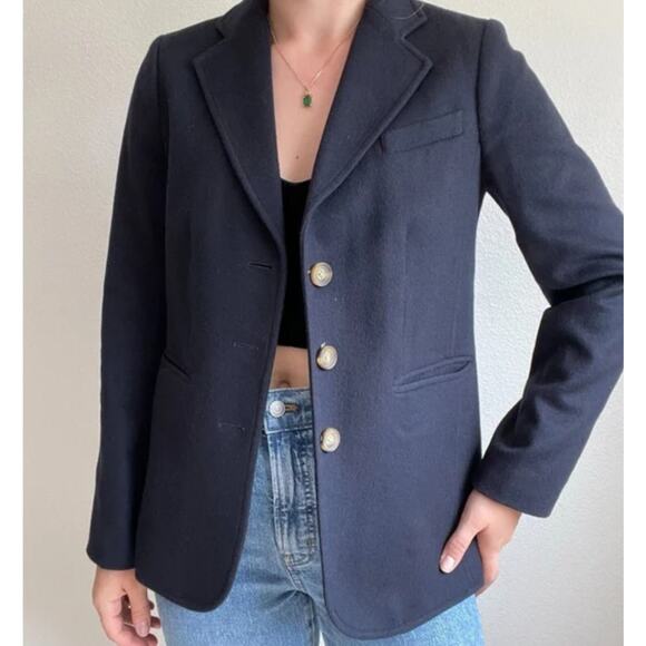 L.L Bean light blue linen blazer collared 3 buttons lined pockets Size 10p - Picture 3 of 6